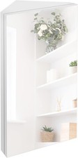 24" Bathroom Corner Medicine Cabinet W/ Mirror Single Door Wall Mount White