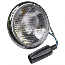 Bike It 5¾" Bates-Style Chrome Headlight Bottom Mount Left Dip E-Marked