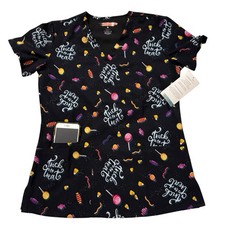 Elite Med Performance Halloween Trick Treat Scrub Top Womens Sz M 39 MSRP NWT.