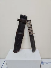 Cattaraugus 2250 Fighting Hunting Fixed Blade Knife W/ Sheath/ CUSTOM HANDLE VTG