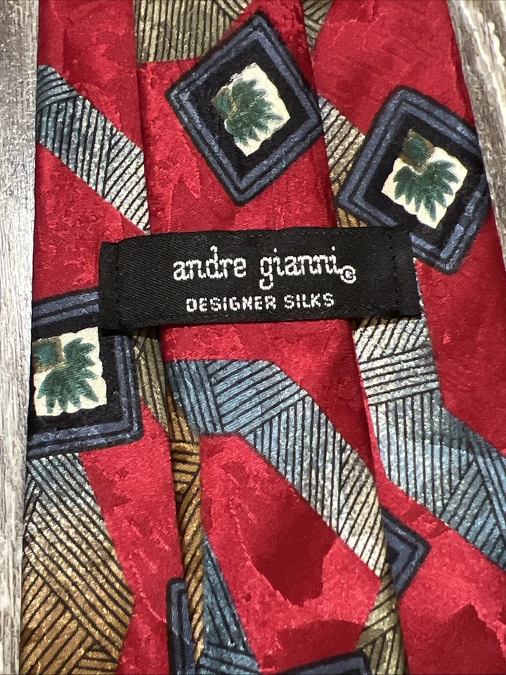 Corbata para hombre Andre Gianni Designer Silks abstracta 100 % seda EE. UU. multicolor usada en excelente estado Foto 4 de 4