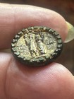 Antique Picture Story Button Scarce In Black Glass Gold Paul And Virginia Medium — photo 2