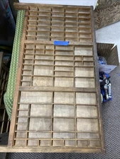 Vintage Wood Printers Drawer Letterpress Tray Shadowbox 19.25”X32”  D-25