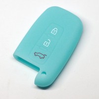 Auto SchlüSsel Silikon Schutz HüLle Glow Blau FüR Hyundai KIA 3 Tasten Smartkey