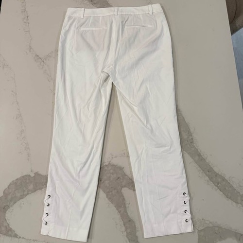 Pantaloni chino Talbots slim dritti stringati alla caviglia donna 4 bianchi preppy minimalista - Foto 6 di 8