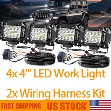Led Off Road Light 4pcs 4in Flood Spot Combo With Harness Kit For Jeep Atv Truck Led Off Road Light 4pcs 4in Flood Spot Combo With Harness Kit For Jeep Atv Truck