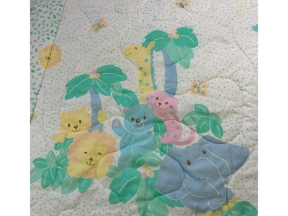 "Manta de colección años 80 Baby Dreams arco iris pastel selva osos cuna edredón 38""x48""" Foto 2 de 4