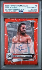 2025 TOPPS CHROME WWE SETH ROLLINS 3/5 AUTO-RED REFRACTOR PSA AUTHENTIC