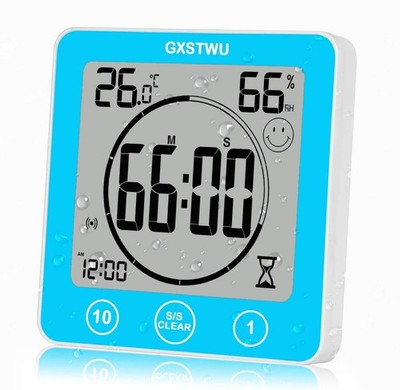 GXSTWU Digitale Timer Duschuhr Wasserdicht Uhren für Badezimmer 1er Pack, Weiß 