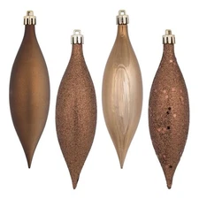 Vickerman 4-Finish Finial Drop Christmas Ornaments in Mocha Brown (Set of 8)