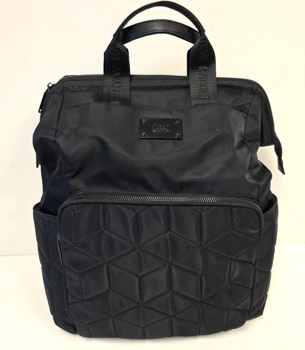 Steve‎ Madden Bqueens Black Quilted Large Backpack Bag Pockets Steve Madden Backpack Quilted Bags & Handbags for Women for  main image 3