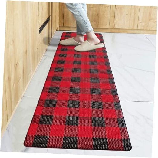 Anti-Fatigue Kitchen Floor Mat 17.3x59 Inches Black Non-Slip Comfort Standing Mat  