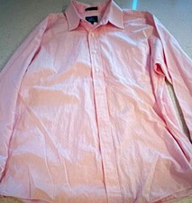 VTG Burberrys Men's Striped Dress Shirt Pink White 100% Cotton L Made in USA