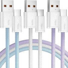 Senetem USB C Cable 3FT 3-Pack, A to Type C Charger Cord, 3FT 3FT 3FT