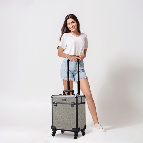 Byootique Rolling Makeup Train Case Cosmetic Trolley Organizer Rococo GainsBoro - Picture 6 of 9