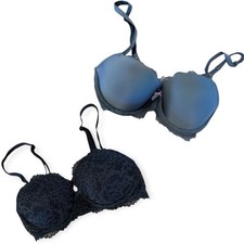 2x 32C Victoria s Secret Dream Angels Lightly Lined Demi Bra gray; black lace