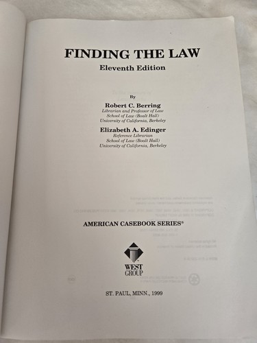 Finding The Law 11th Edition Berring Edinger West Group Law Lawyer Cases - Imagen 4 de 12