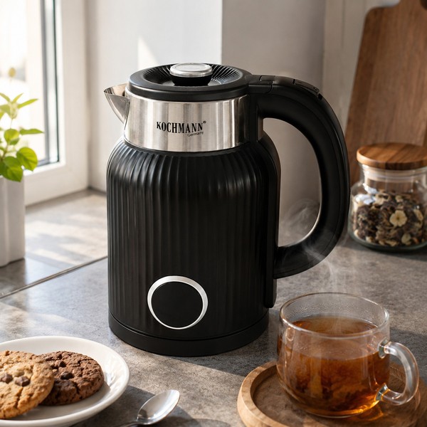 Kochmann Germany Wasserkocher 1,7L – 1500W – Edelstahl – Kabellos – Schwarz-image