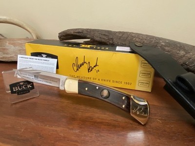Buck Knife 110 - (2012) Etch ''Rep Weekend'' Multi-CB Signatures Box, Papers *NOS*