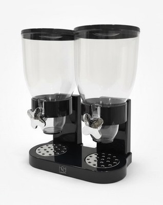 Honey-Can-Do Double Cereal Dispenser with Portion Control Black Chrome KCH-06121
