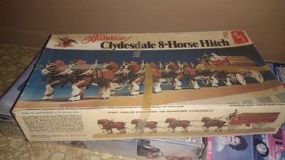 Vintage 1978 Budweiser Beer Clydesdale 8-Horse Hitch AMT Model Kit complete open