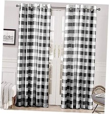 Buffalo Plaid Check Curtains and White Buffalo 52"W x 96"L Pack of 2 Black