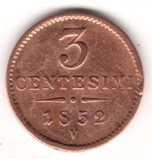 Austria Italy Franz Joseph I. 3 centesimi 1852 V  Venice