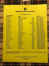 Lake Geneva WI Playboy Club Vintage 70's Entertainment Show Lineup