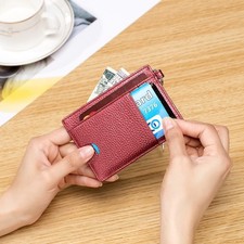 Secure Lock RFID Blocking Wallet Men Women Slim Money Credit Card Holder Leather
