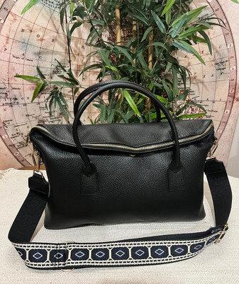 Mary Office Tasche Echtleder Schwarz mit 2 Schultergurten Genuine Leather Bag