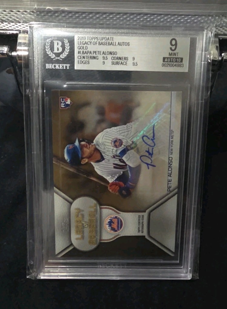 💥2019 Topps Legacy Pete Alonso Auto LBA-PA Gold /50 BGS 9 AUTO 10 BOOK-END 💥 view 1