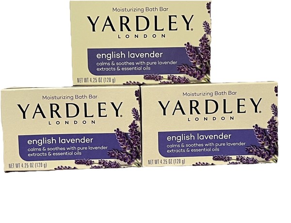 3 Jabones Lavanda Yardley Bar London Inglés Hidratante Calma y Calma 3 Bares