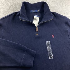 Polo Ralph Lauren 1/4 Zip Sweater Men XXL Navy Blue Pullover Pony RL New