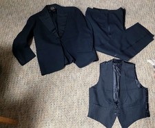 Vtg 1926 French Formal Suit 3-Piece. Cavalry Twill. Natural Shoulders. Small-Med