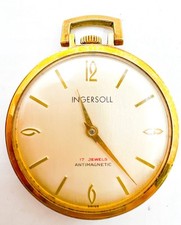 Ingersoll 17 Jewels Gold Plated Antimagnetic Mechanical Hand Wind Pocket Watch