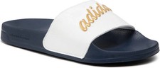 adidas Women's Cloudfoam Adilette Shower Slide Sandal White Blue Gold Size 8