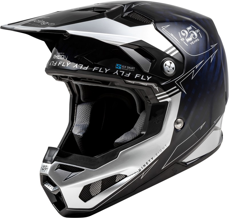 Casque FLY RACING Formula Smart connecté avec ventilation maximale bleu carbone