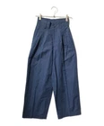 ISSEY MIYAKE                    Linen blend tuck wide pants navy IM31-FF554