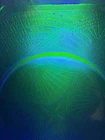 Vintage LE Smith Depression Glass Uranium Octagon Plate Romanesque Glows
