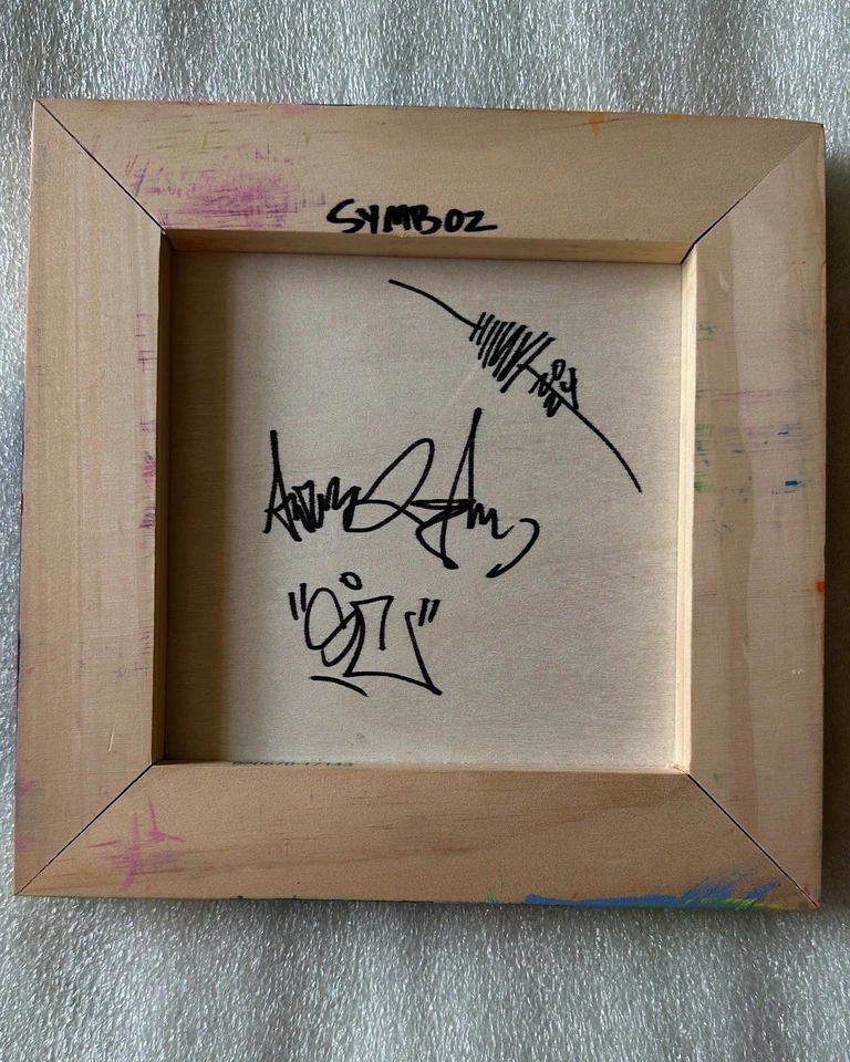 Pintura Original Bellas Artes-Abstracta-Caligrafía-Graffiti-8x8-Tablero de Madera de Galería Foto 4 de 4