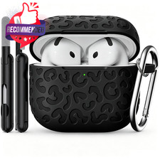 Leopard Carving For Airpods 4 Case,pattern Design Cute Soft Silicone Protective