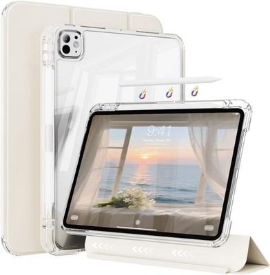 Case for iPad Pro 11 Inch 4th/3rd Generation with Pencil Holder, Clear Back Shel