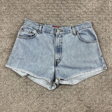 Levi's 550 Jean Shorts Womens 12 Light Blue Classic Relaxed Raw Hem Y2K Retro