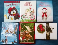"Decorated Animals" (6) Leanin Tree X-Mas, Holiday, NY Cards, With (6) Envelopes