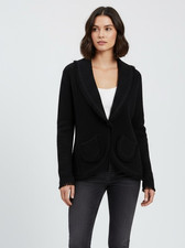 CHRISTIAN DIOR Jacket Wool Blend Weave 10 Black Textured Frayed Edges 1997 -1998