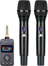Cordless Rechargeable Dual Microphones with Receiver for Karaoke Singing Speech