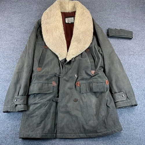 Rare LONE PINE American Made Barnstormer Leather Jacket, Wool Shawl Collar 42 video thumbnail