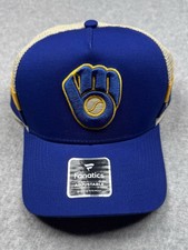 Milwaukee Brewers Hat Fanatics Trucker Snapback Cap Logo MLB OSFM Mesh Back