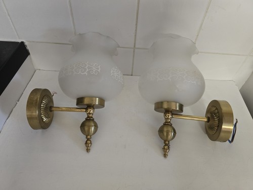 Vintage ANTIQUE PAIR ART NOUVEAU WALL LIGHT SCONCE GLASS LAMP SHADE Shades - Picture 17 of 24