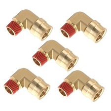 5PCS DOT Air Brake Line Fittings 3/8" OD x 1/4" NPT Quick Push 90&deg; Elbows-5PCS